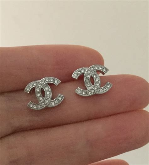 chanel earrings cc studs silver|Chanel cc earrings sterling silver.